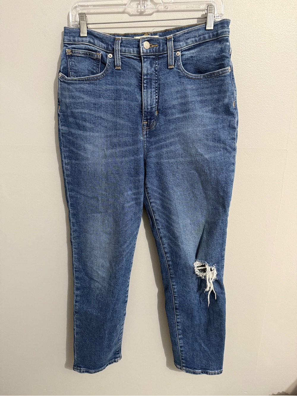 Madewell Jeans Womens 29 Mom Jean Distressed Knee High Rise Ankle stretch